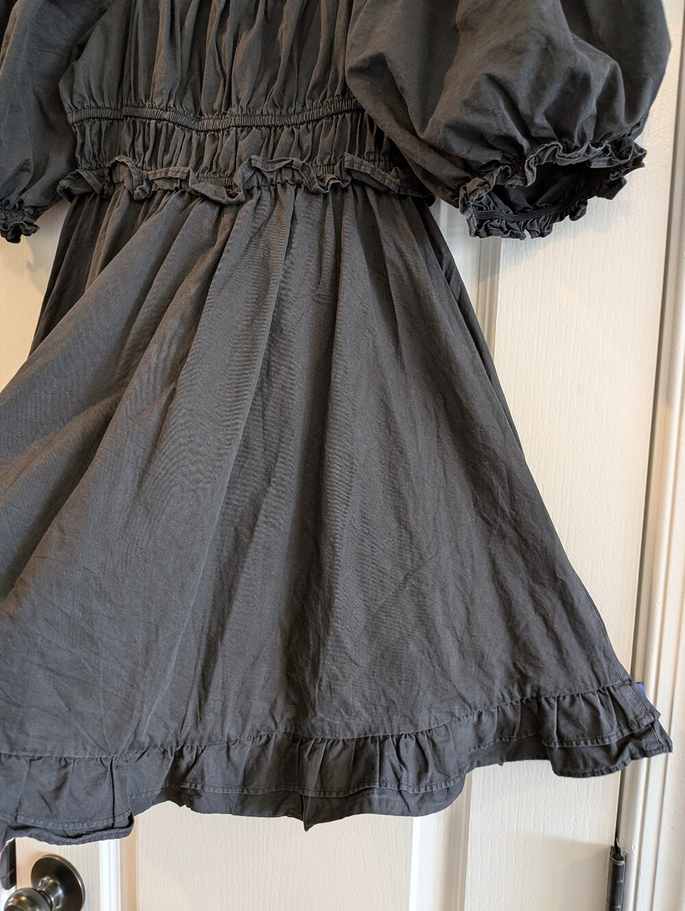 Sofie The Label Black Puff Sleeve Smocked Babydoll Cottagecore Mini Dress Size S - Picture 13 of 16